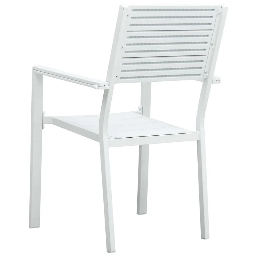 Chaises de jardin lot de 4 Blanc PEHD Aspect de bois - 5