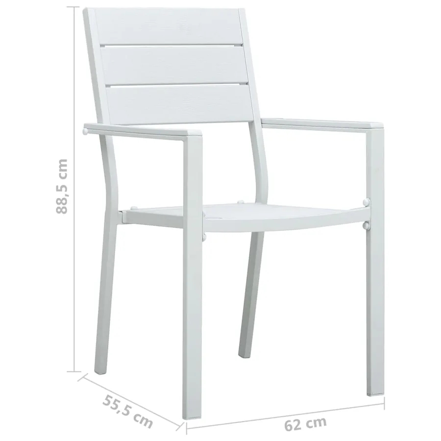 Chaises de jardin lot de 4 Blanc PEHD Aspect de bois - 9