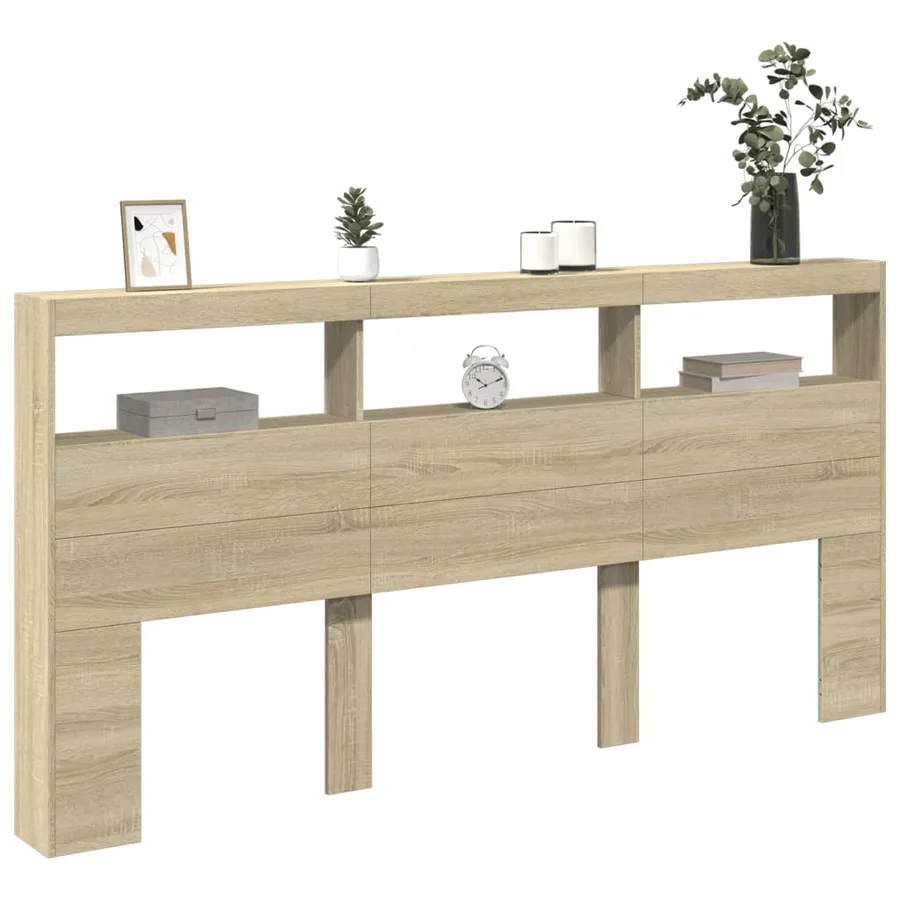 Armoire tête de lit avec LED chêne sonoma 200x17x102 cm - 5
