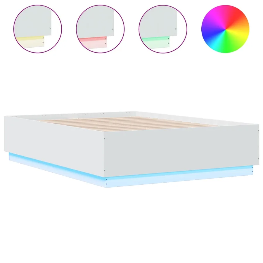 Cadre de lit avec LED sans matelas blanc 135x190 cm - 2