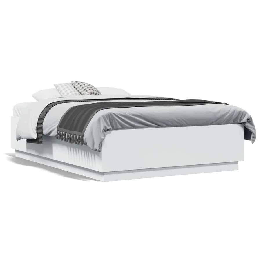 Cadre de lit avec LED sans matelas blanc 135x190 cm - 5