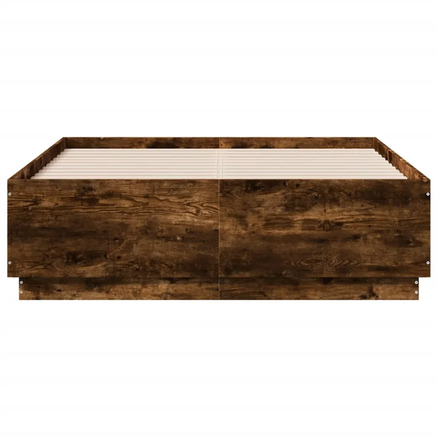 Cadre de lit avec LED sans matelas chêne fumé 135x190 cm - 6