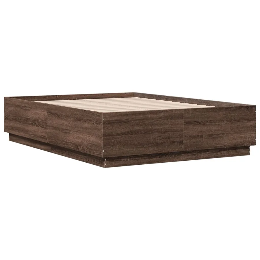 Cadre de lit avec LED sans matelas chêne marron 135x190 cm - 3