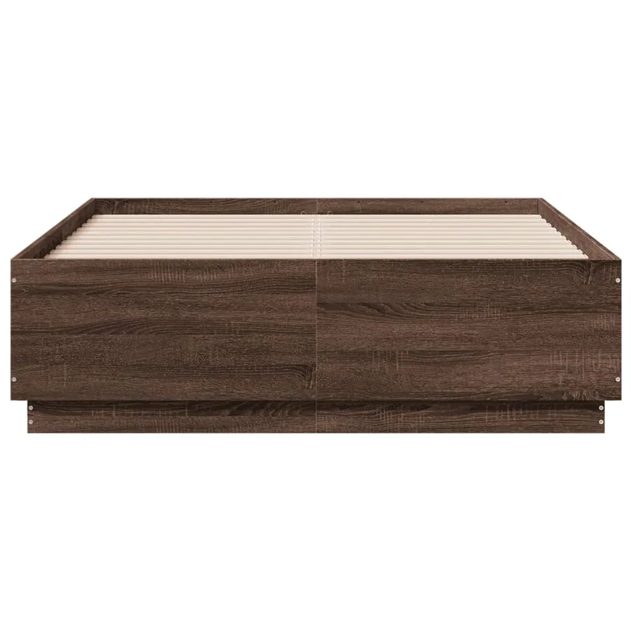 Cadre de lit avec LED sans matelas chêne marron 135x190 cm - 6