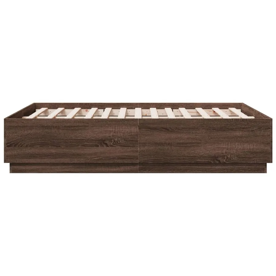 Cadre de lit avec LED sans matelas chêne marron 135x190 cm - 7