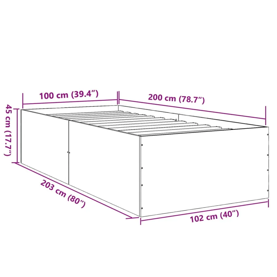 Cadre de lit sans matelas chêne marron 100x200 cm - 10