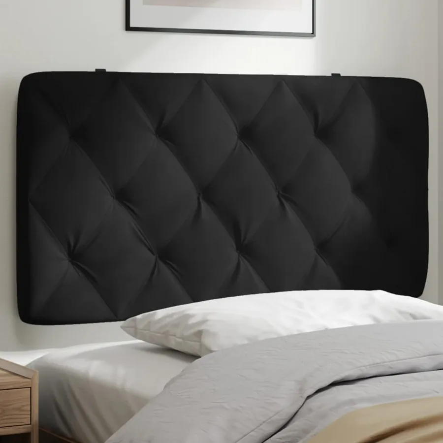 Coussin de tête de lit noir 100 cm velours