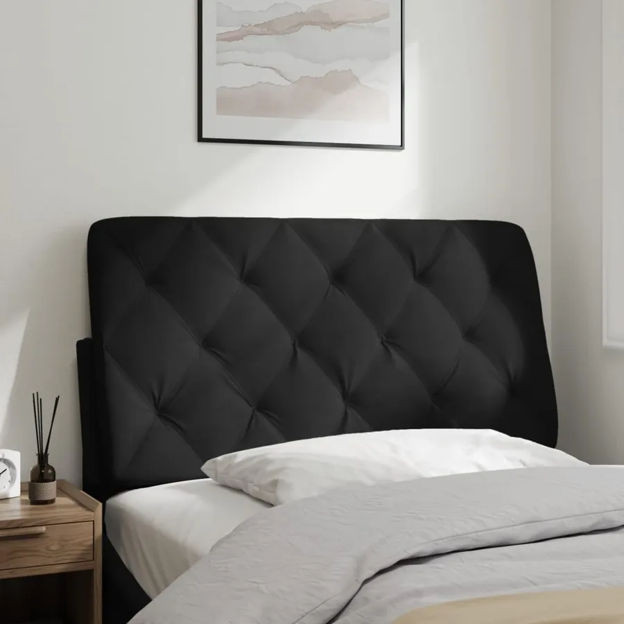 Coussin de tête de lit noir 100 cm velours - 3