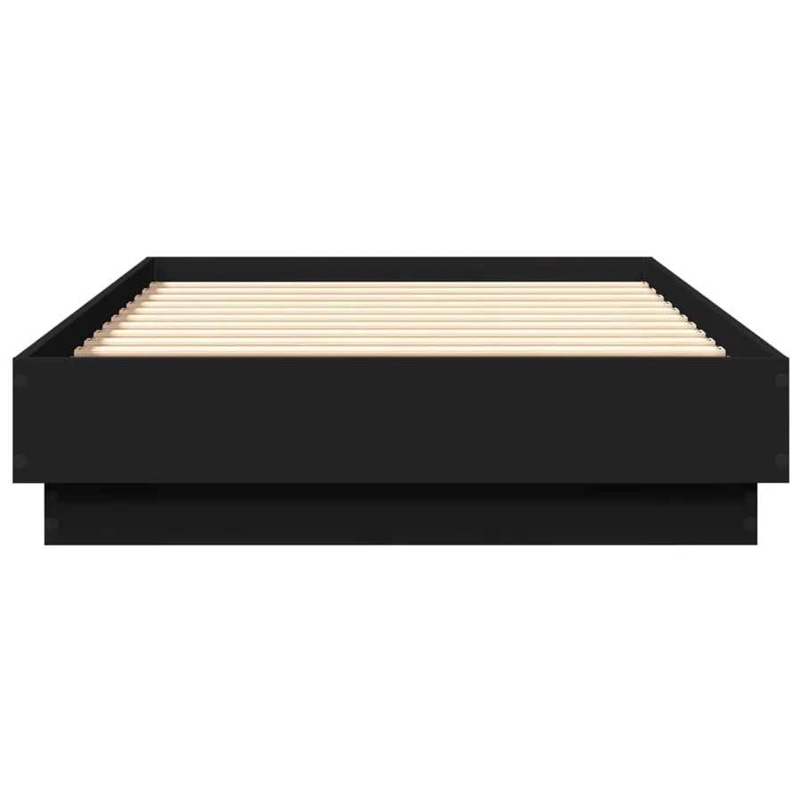 Cadre de lit sans matelas noir 75x190 cm bois ingénierie - 4