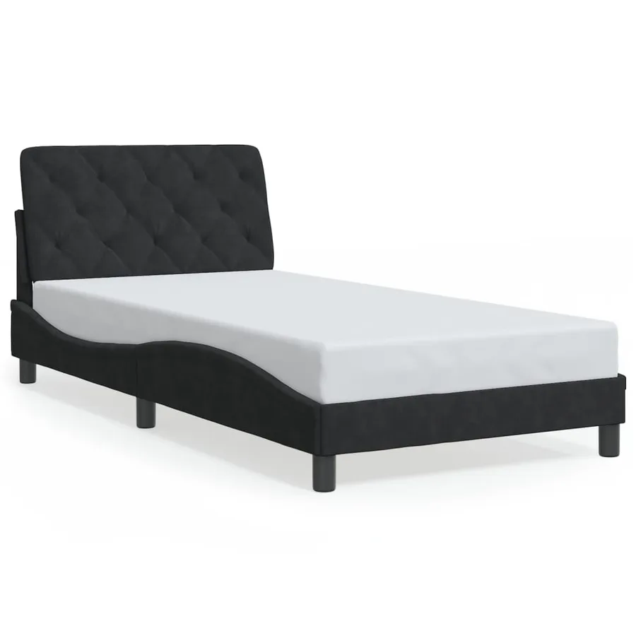 Cadre de lit avec LED sans matelas noir 100x200 cm velours - 5