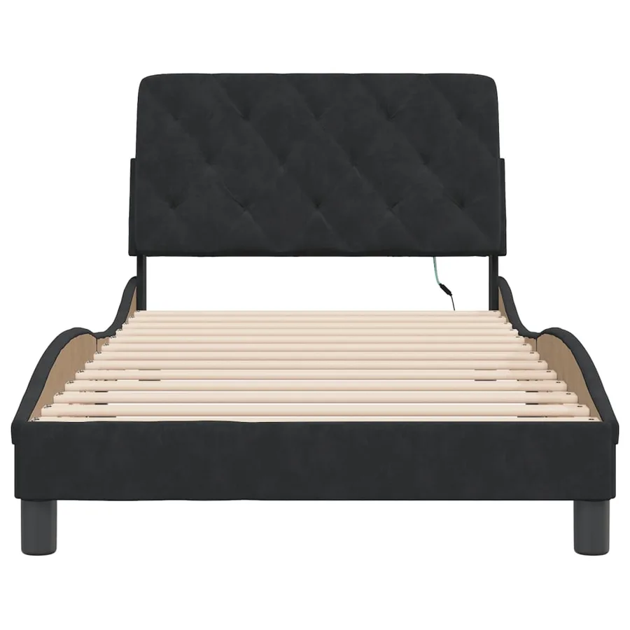 Cadre de lit avec LED sans matelas noir 100x200 cm velours - 6