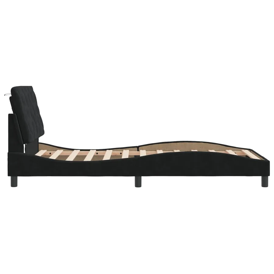 Cadre de lit avec LED sans matelas noir 100x200 cm velours - 7