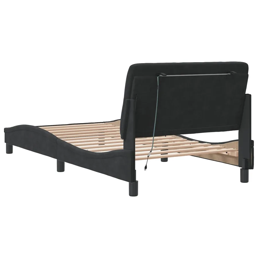 Cadre de lit avec LED sans matelas noir 100x200 cm velours - 8