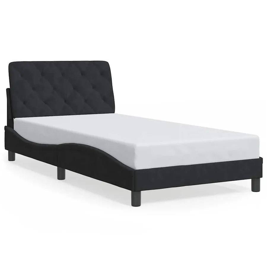 Cadre de lit sans matelas noir 100x200 cm velours - 2