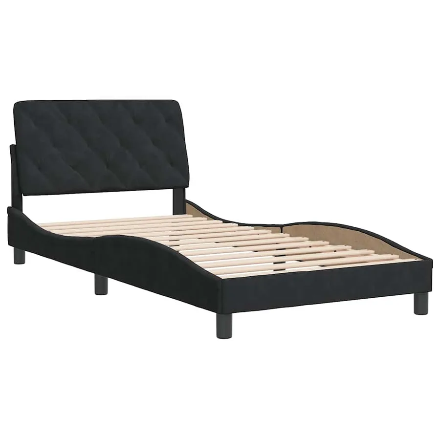 Cadre de lit sans matelas noir 100x200 cm velours - 3