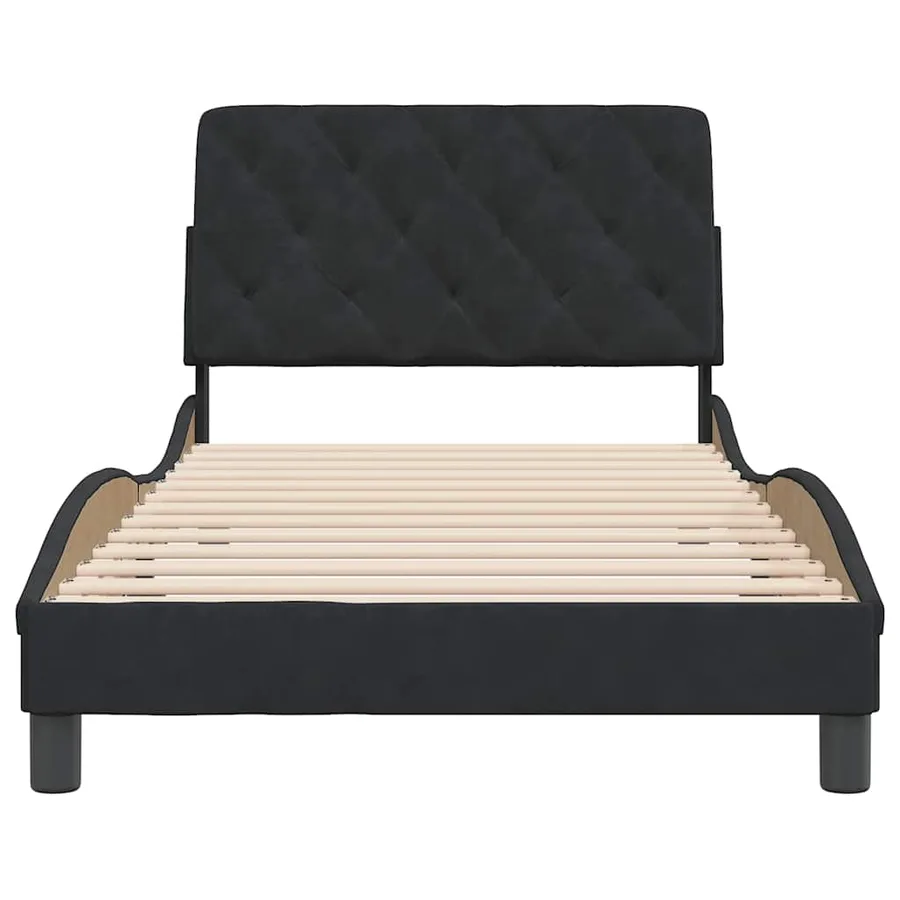 Cadre de lit sans matelas noir 100x200 cm velours - 5