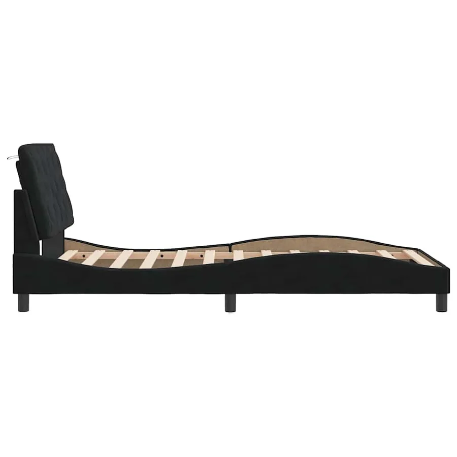 Cadre de lit sans matelas noir 100x200 cm velours - 6