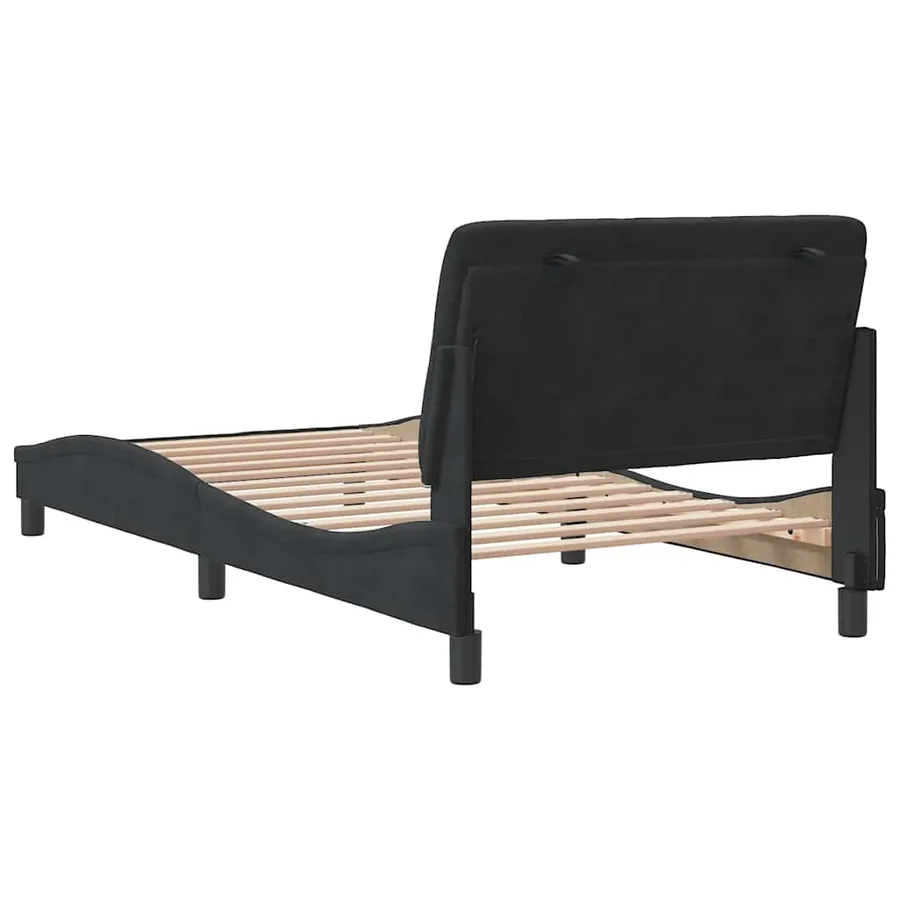 Cadre de lit sans matelas noir 100x200 cm velours - 7