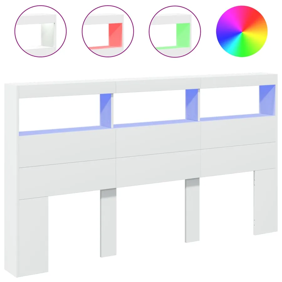 Armoire tête de lit avec LED blanc 180x17x102 cm - 2