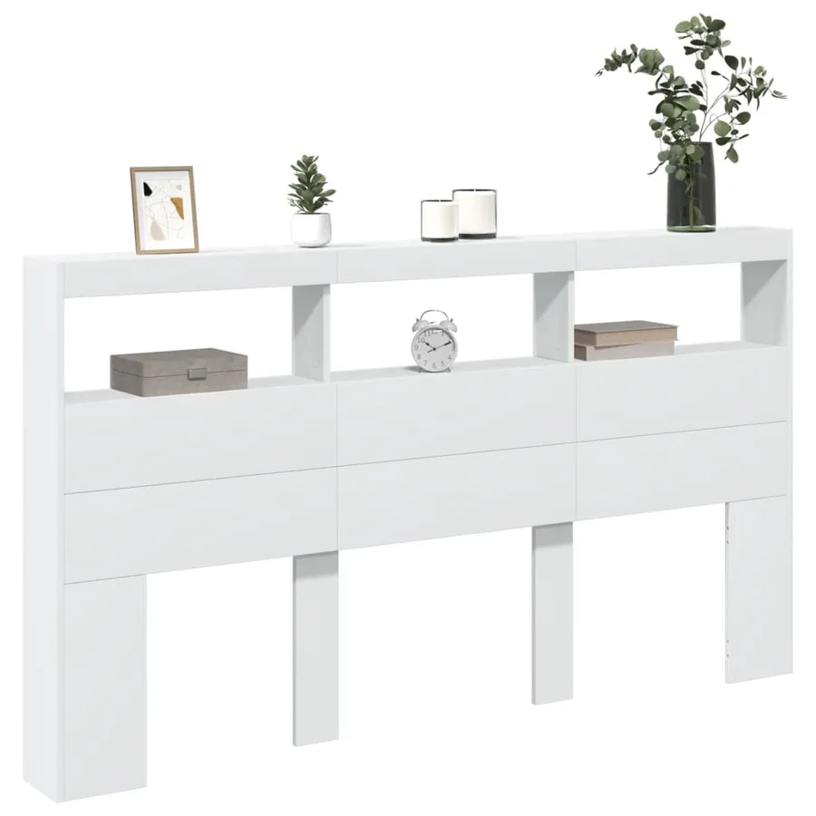 Armoire tête de lit avec LED blanc 180x17x102 cm - 5