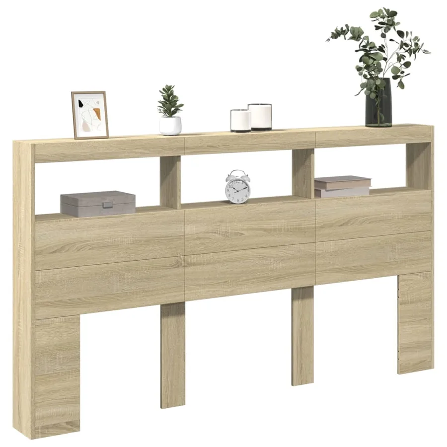 Armoire tête de lit avec LED chêne sonoma 180x17x102 cm - 5