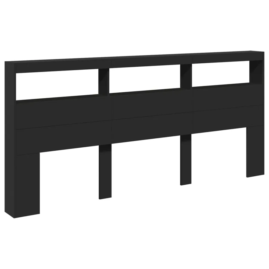 Armoire tête de lit avec LED noir 220x17x102 cm - 3