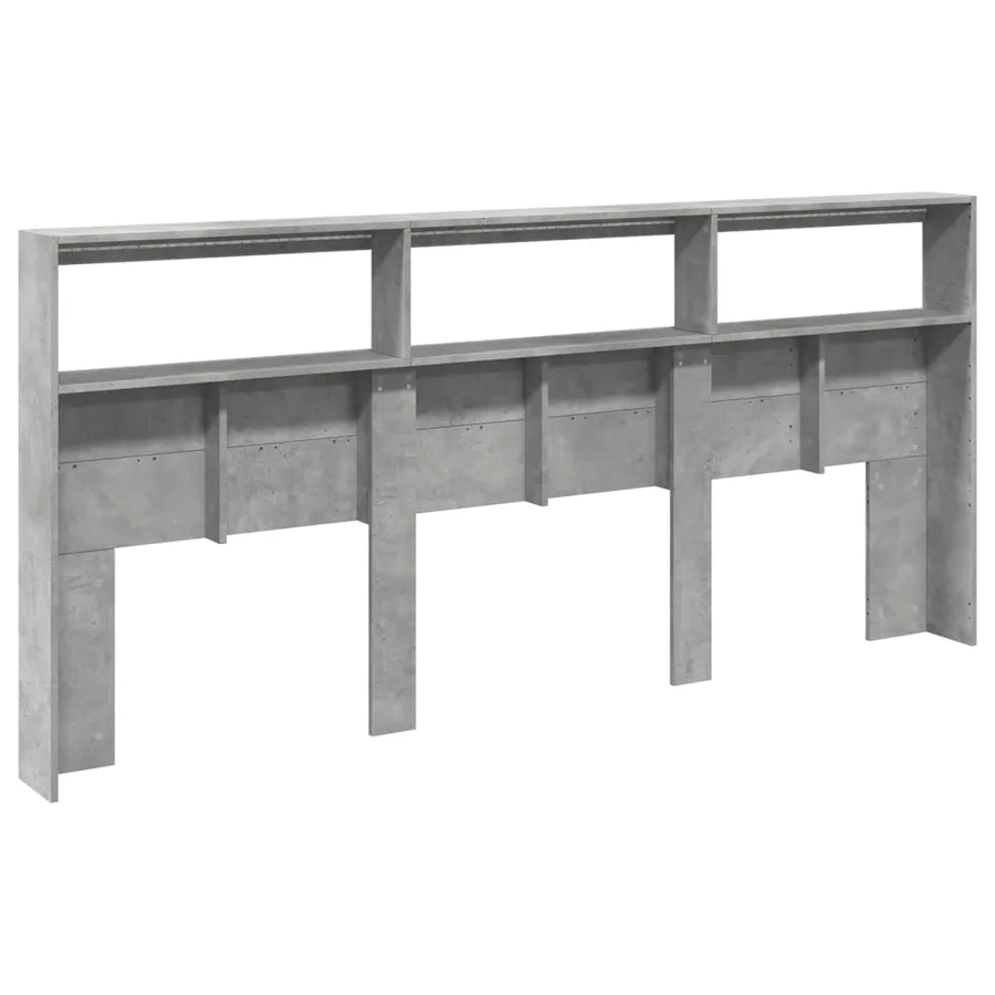 Armoire tête de lit avec LED gris béton 220x17x102 cm - 8