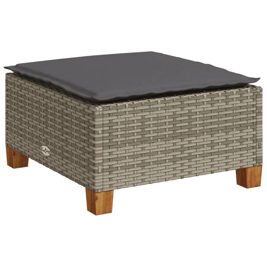 Salon de jardin avec coussins 7 pcs gris résine tressée - 5