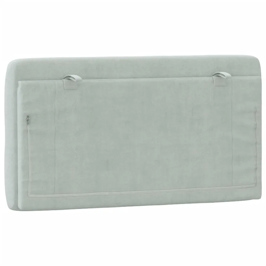 Coussin de tête de lit gris clair 100 cm velours - 7
