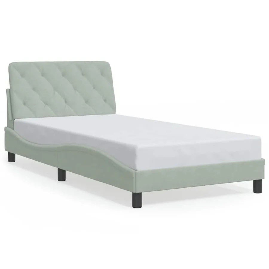 Cadre de lit sans matelas gris clair 100x200 cm velours - 2