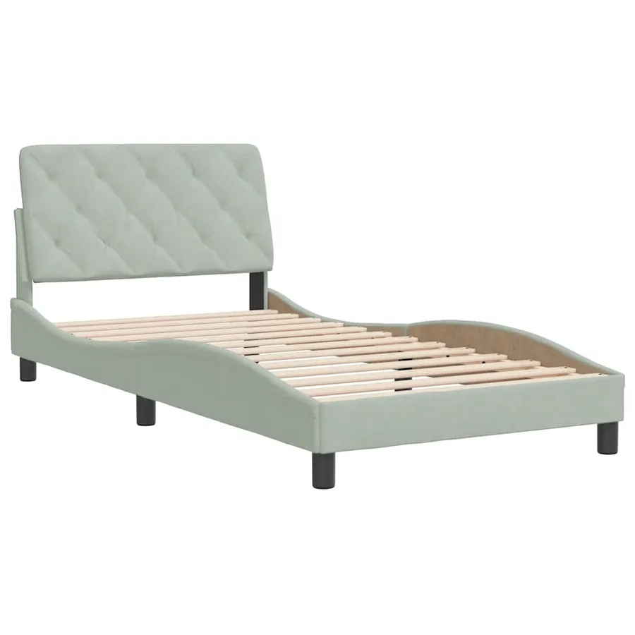 Cadre de lit sans matelas gris clair 100x200 cm velours - 3