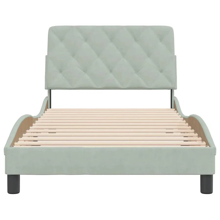 Cadre de lit sans matelas gris clair 100x200 cm velours - 5