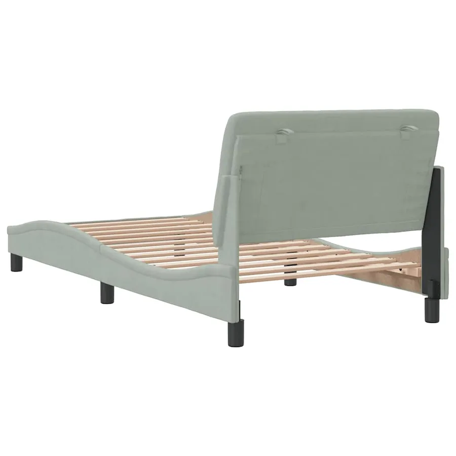 Cadre de lit sans matelas gris clair 100x200 cm velours - 7