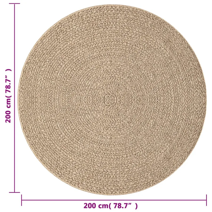 Tapis ZIZUR Ø 200 cm aspect de jute intérieur et extérieur - 7