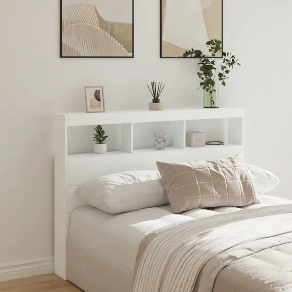 Armoire tête de lit avec LED blanc 140x17x102 cm