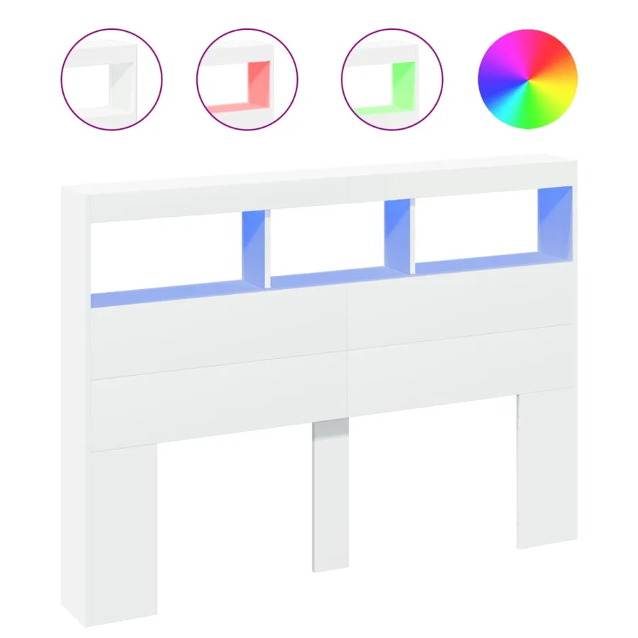Armoire tête de lit avec LED blanc 140x17x102 cm - 2