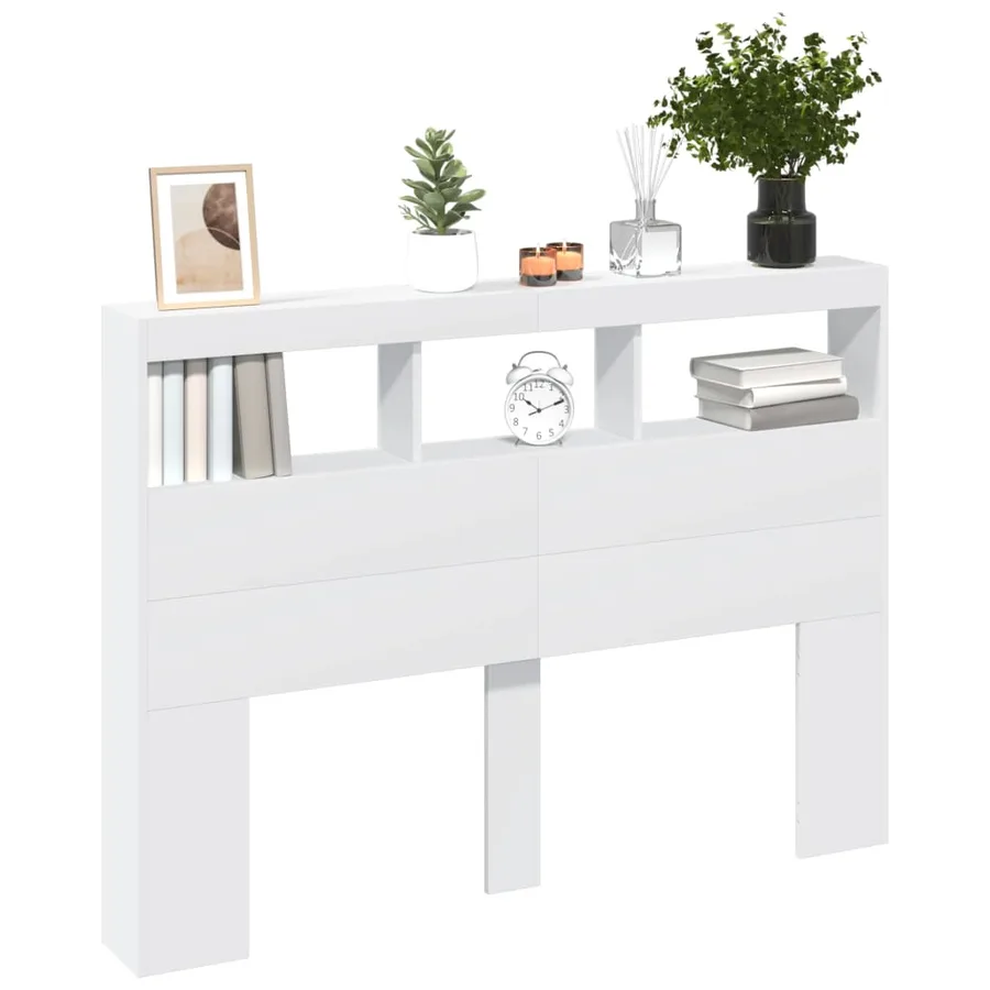 Armoire tête de lit avec LED blanc 140x17x102 cm - 5