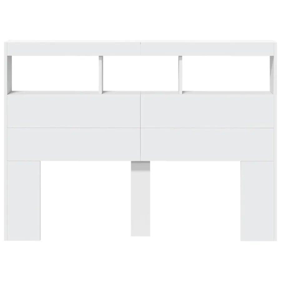 Armoire tête de lit avec LED blanc 140x17x102 cm - 6