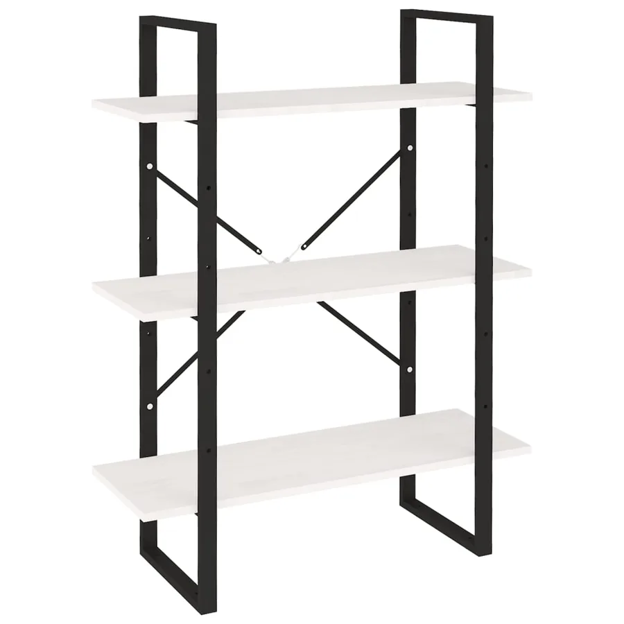 Bibliothèque à 3 niveaux Blanc 80x30x105 cm Bois de pin massif - 2