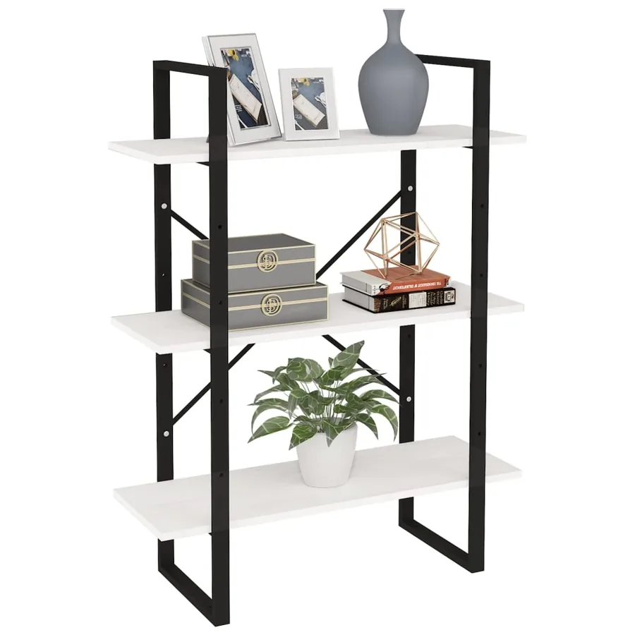 Bibliothèque à 3 niveaux Blanc 80x30x105 cm Bois de pin massif - 3