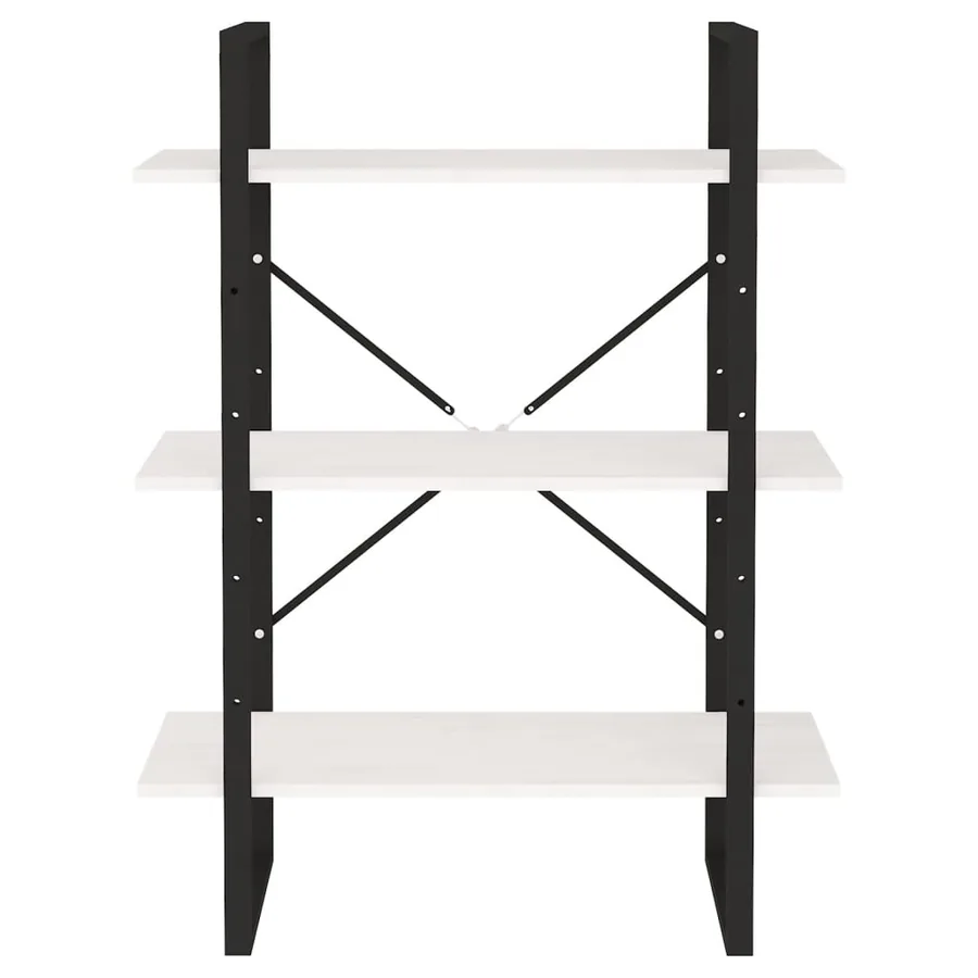 Bibliothèque à 3 niveaux Blanc 80x30x105 cm Bois de pin massif - 5
