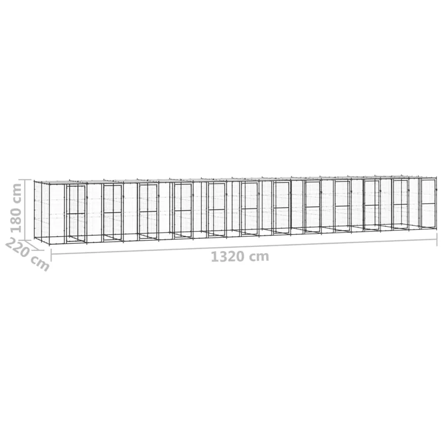 Chenil extérieur Acier avec toit 29,04 m² - 6