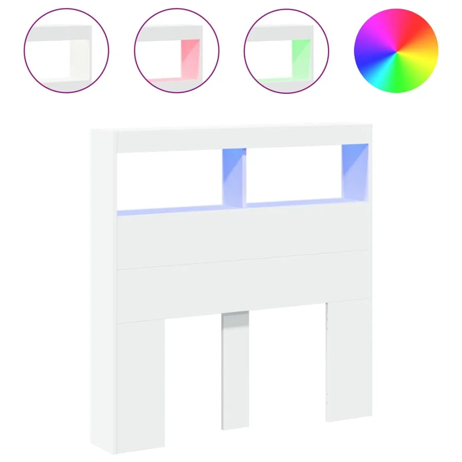 Armoire tête de lit avec LED blanc 100x17x102 cm - 2