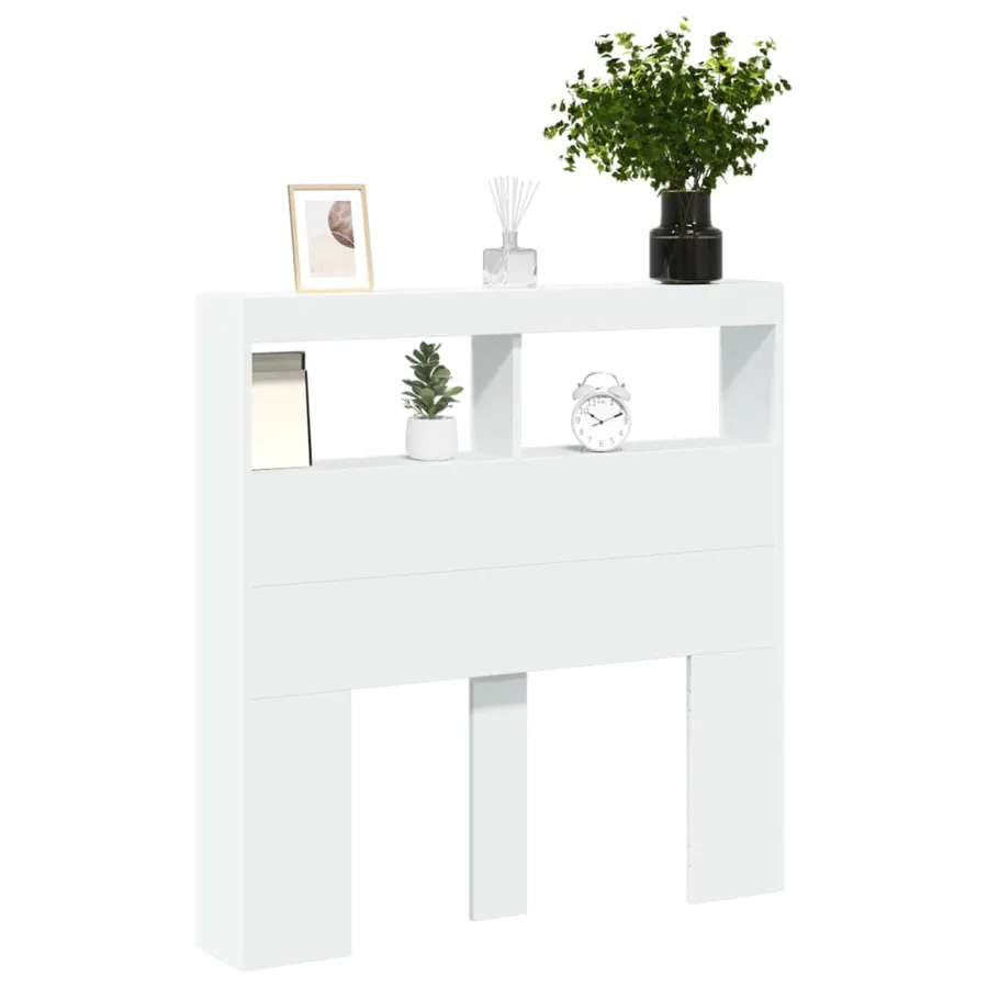 Armoire tête de lit avec LED blanc 100x17x102 cm - 5