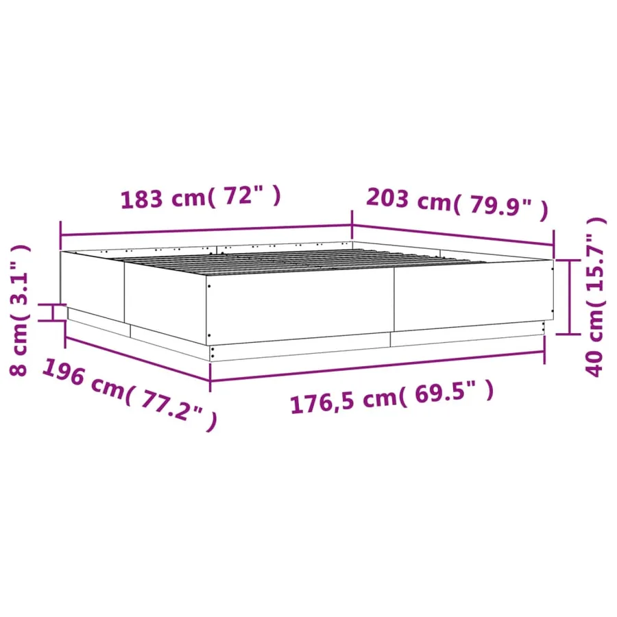 Cadre de lit sans matelas sonoma gris 180x200 cm - 9