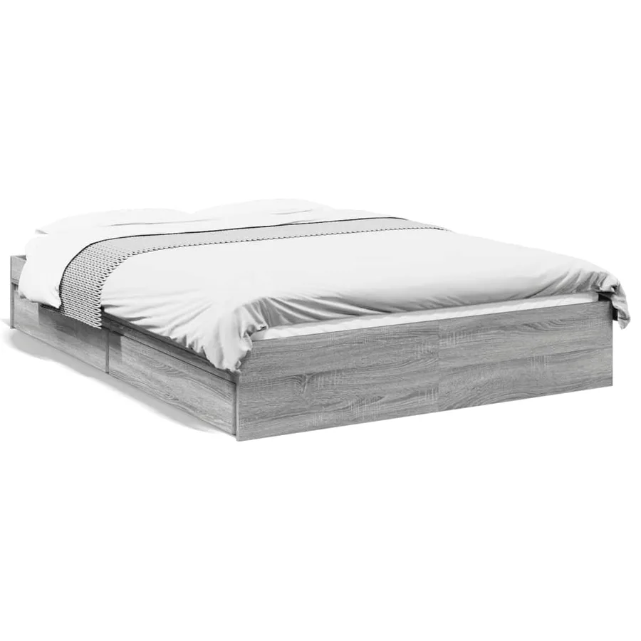 Cadre de lit avec tiroirs sans matelas sonoma gris 140x200 cm - 2