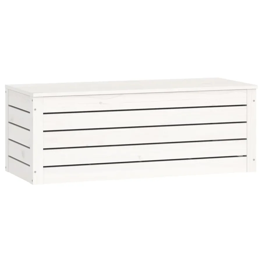 Boîte de rangement Blanc 89x36,5x33 cm Bois massif de pin - 4