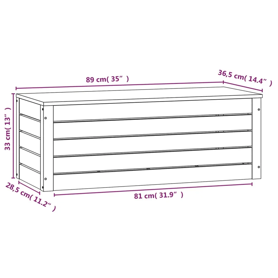 Boîte de rangement Blanc 89x36,5x33 cm Bois massif de pin - 8