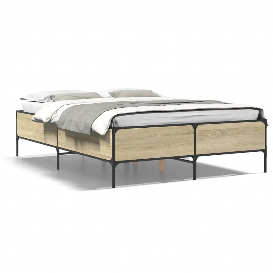 Cadre de lit sans matelas chêne sonoma 135x190 cm - 2