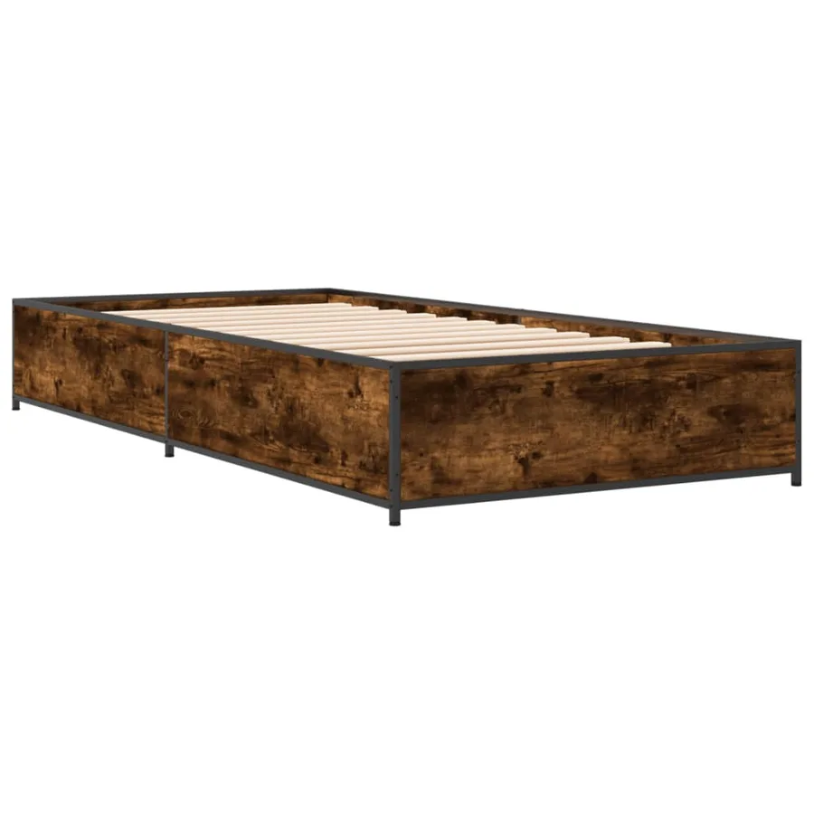 Cadre de lit sans matelas chêne fumé 75x190 cm - 3